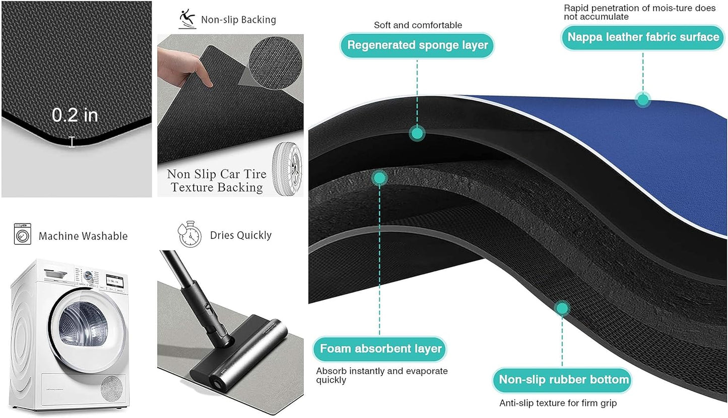 Cat Food Mat for Indoor Cats - No Stains Easy Clean Pet Supplies - Cat Bowls for Indoor Cats (Dark Grey, 19"x9")