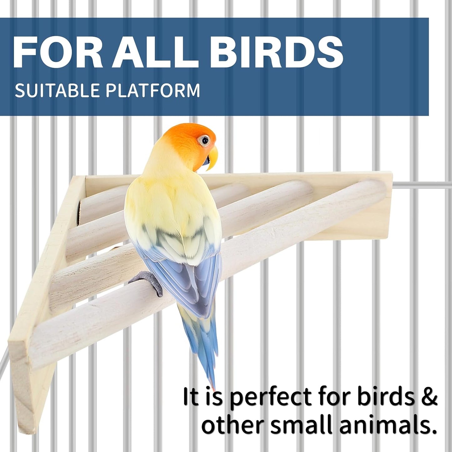Bird Perch Corner Stand for Bird Cage Corner Platform Wood Bird Perches Corner Shelf Rest for Birds Parrots Cockatiels and Other Animal Pet Cages (Wood, Ladder)