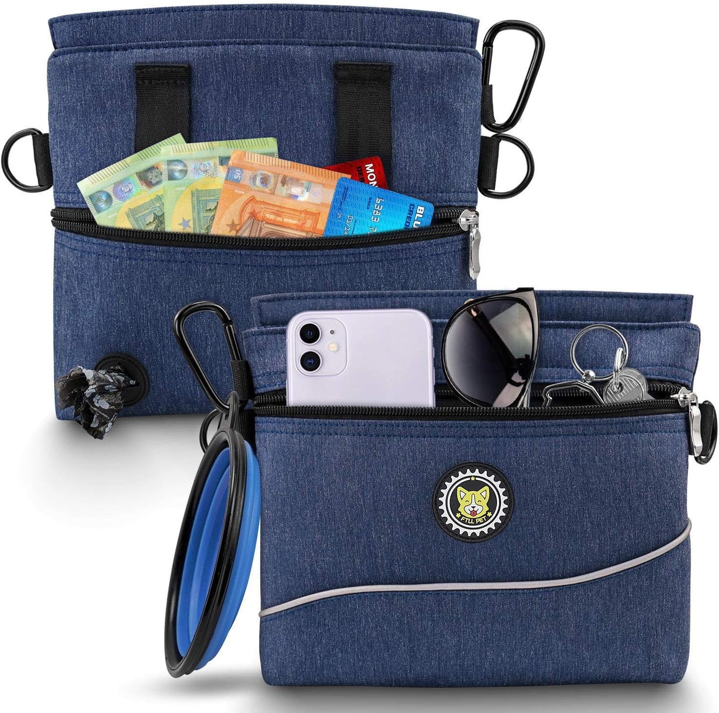 Viklluyr Dog Treat Pouch Bag with Magnetic Closure, Dog Food Carrier with Removable Inner Pocket, Perfect Dog Training Bag for Agility Training - Including Carabiner