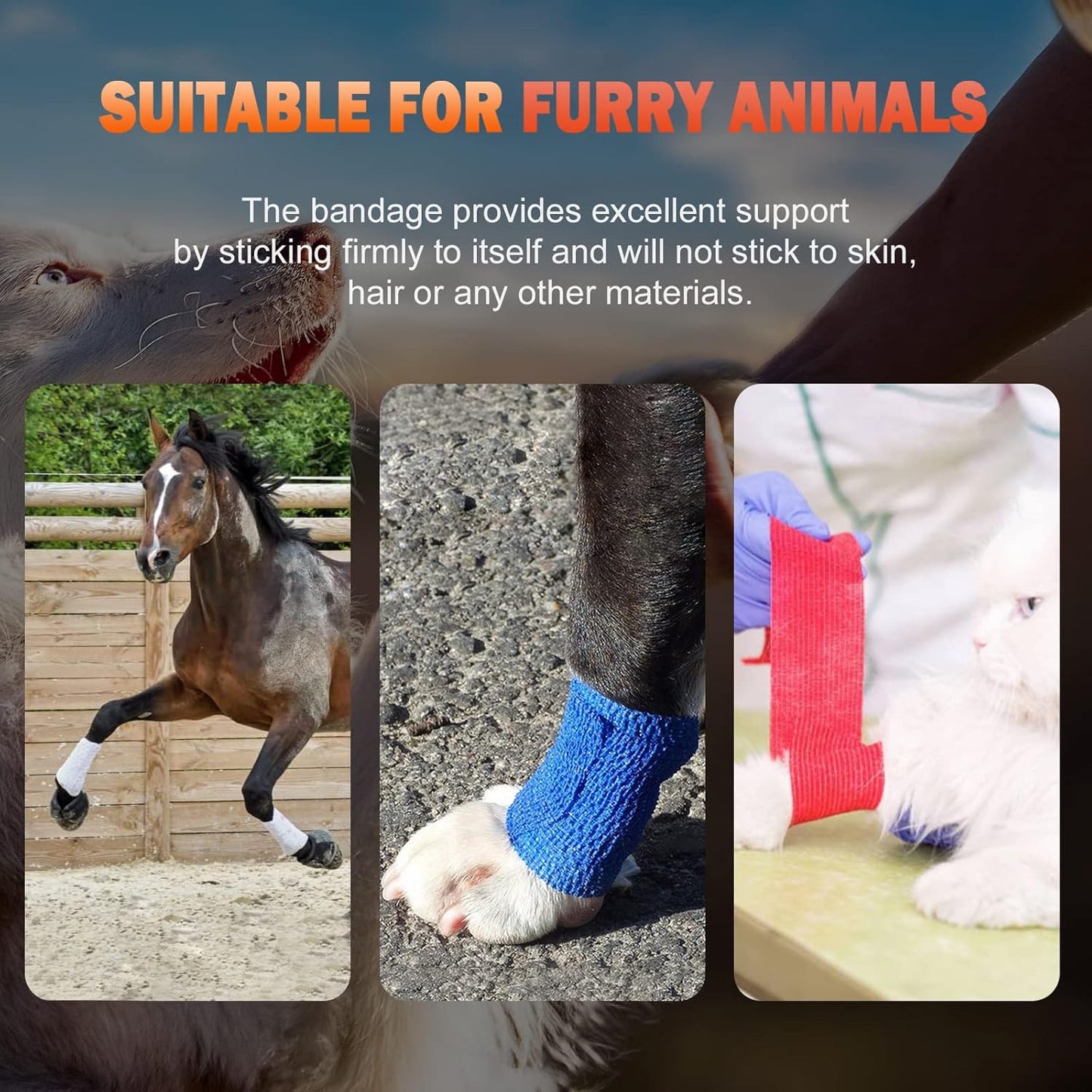 OK TAPE Self Adherent Cohesive Bandages Wrap - 12Packs, 2" x 5 Yards, Non-Woven Self Adhesive Bandage Wrap for Thumb, Finger, Wrist, Ankle, Vet Wrap Bandages Tape (Sapphire Blue)