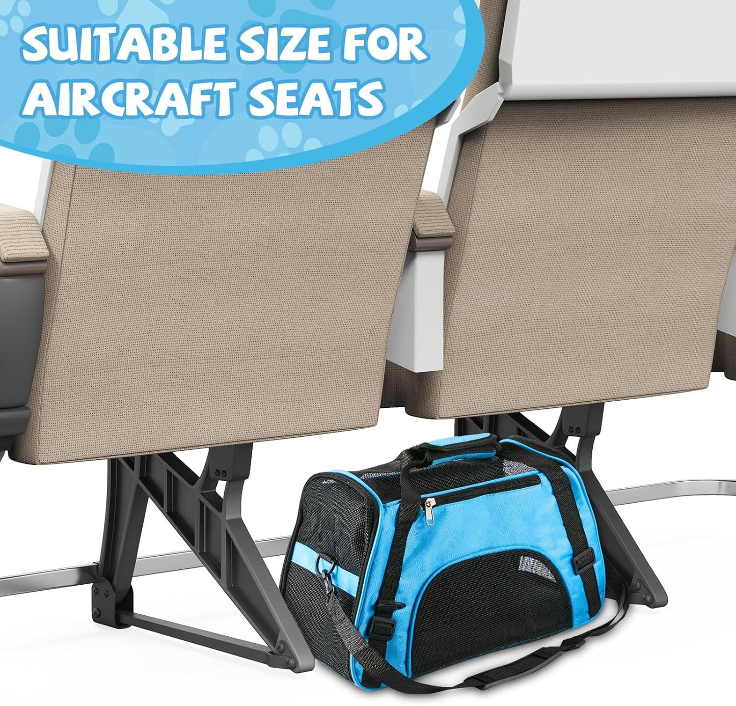 Sweetude 4 Pcs Cat Carrier Soft-Sided Pet Carrying Bag for Cat Under 13 Lbs, 16.9 x 11x 7.5 Inch, Portable Foldable Comfortable Bag for Small Pet Travel(Rose Red, Blue)