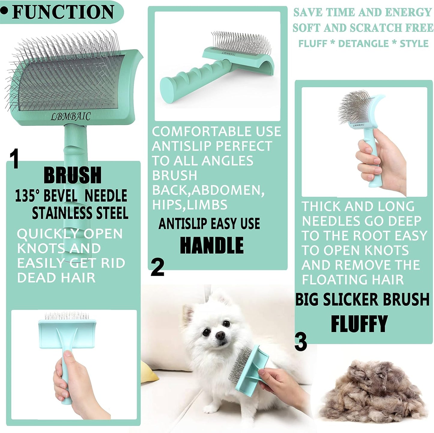 Super Dense Soft Brush for Thick and Long Fur - Doodle Grooming Brush for Fluff, Shedding, Tangles on Goldendoodles - 25mm (1")