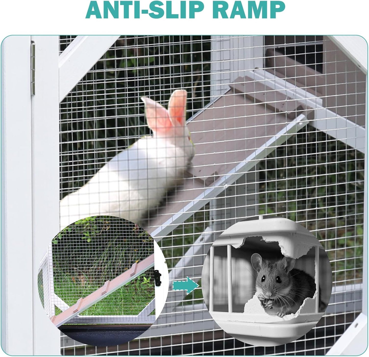 Rabbit Hutch Indoor for 2-4 Rabbits & Guinea Pigs,Bunny Cage with Slide-Out Plastic Trays,Wooden Small Animal Cage for Rabbits, Bunnies, and Guinea Pigs