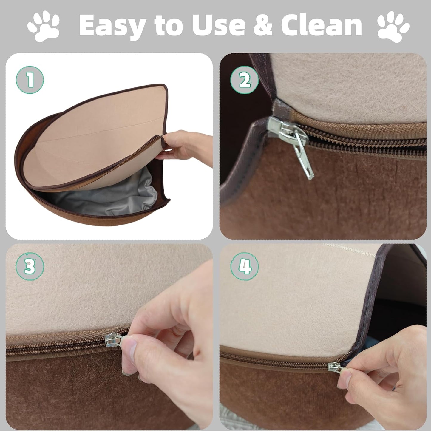 Donut Cat Tunnel Bed Peekaboo Cat Cave for Large Cats Up to 30 Lbs, Kitty Interactive Playing Tent House for Multiple Cats,Detachable,Scratch Resistant (2 in 1 Brown, Medium - 20 Inch Diameter)