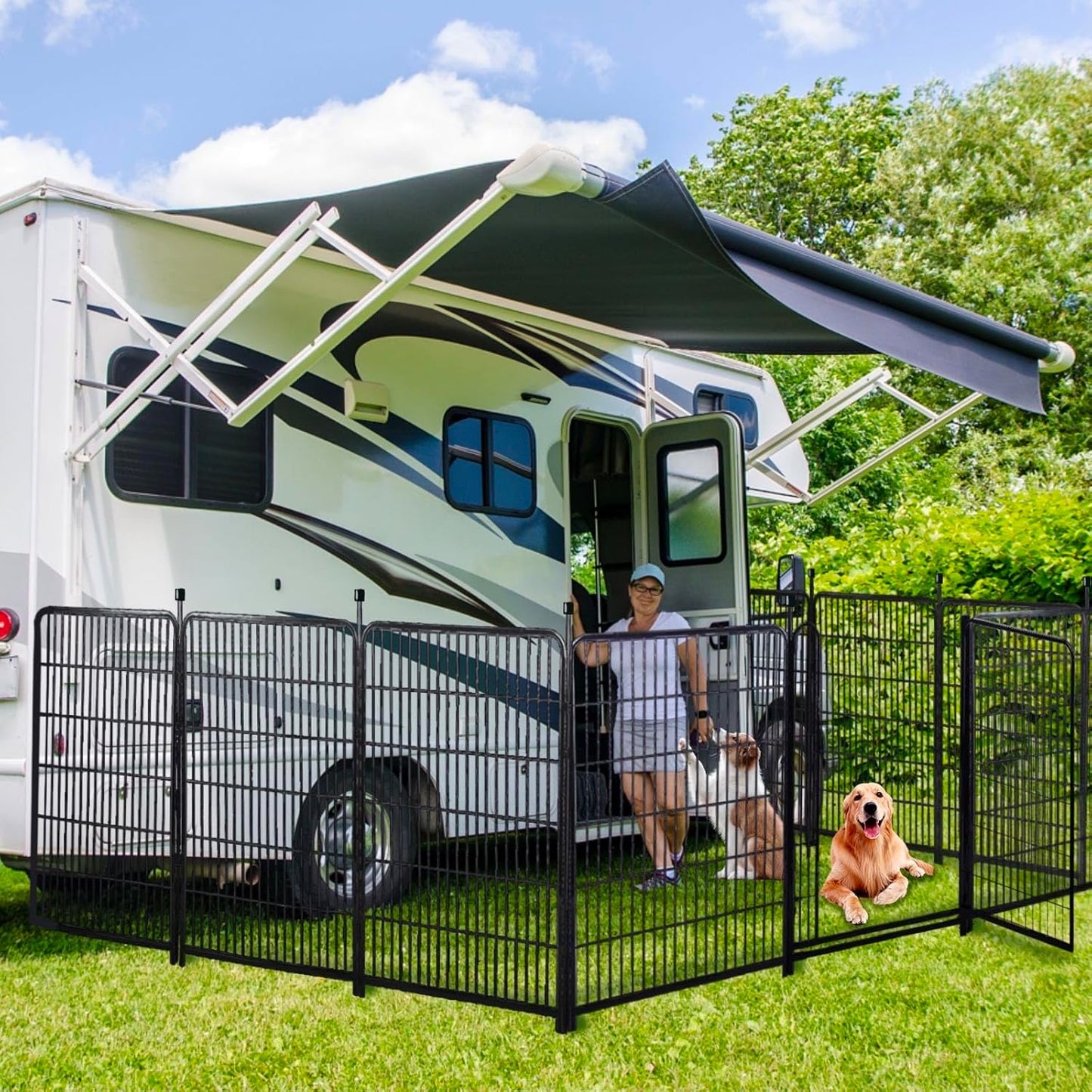 Tall Garden Fence, 52in High 6 Panels Total 13.3 Ft(L) Dog Fence Outdoor for Yard, 21 inches Wide with Low Sills, Animal Barrier Fence, Flower Bed Fencing. Pet Fence, Garden Fence Border