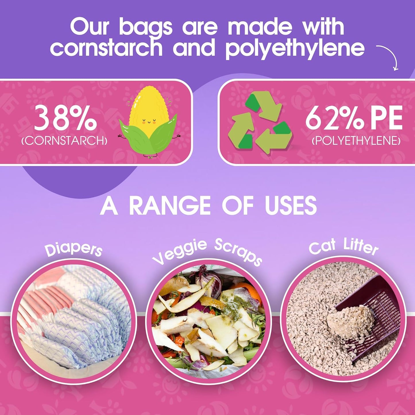 Pet N Pet 720 Counts Lavender Scented, Colorful Poop Bags for Dogs, 38% Plant Based & 62% PE Dog Poop Bags Rolls, Extra Thick Dog Waste Bag, Doggy Bag