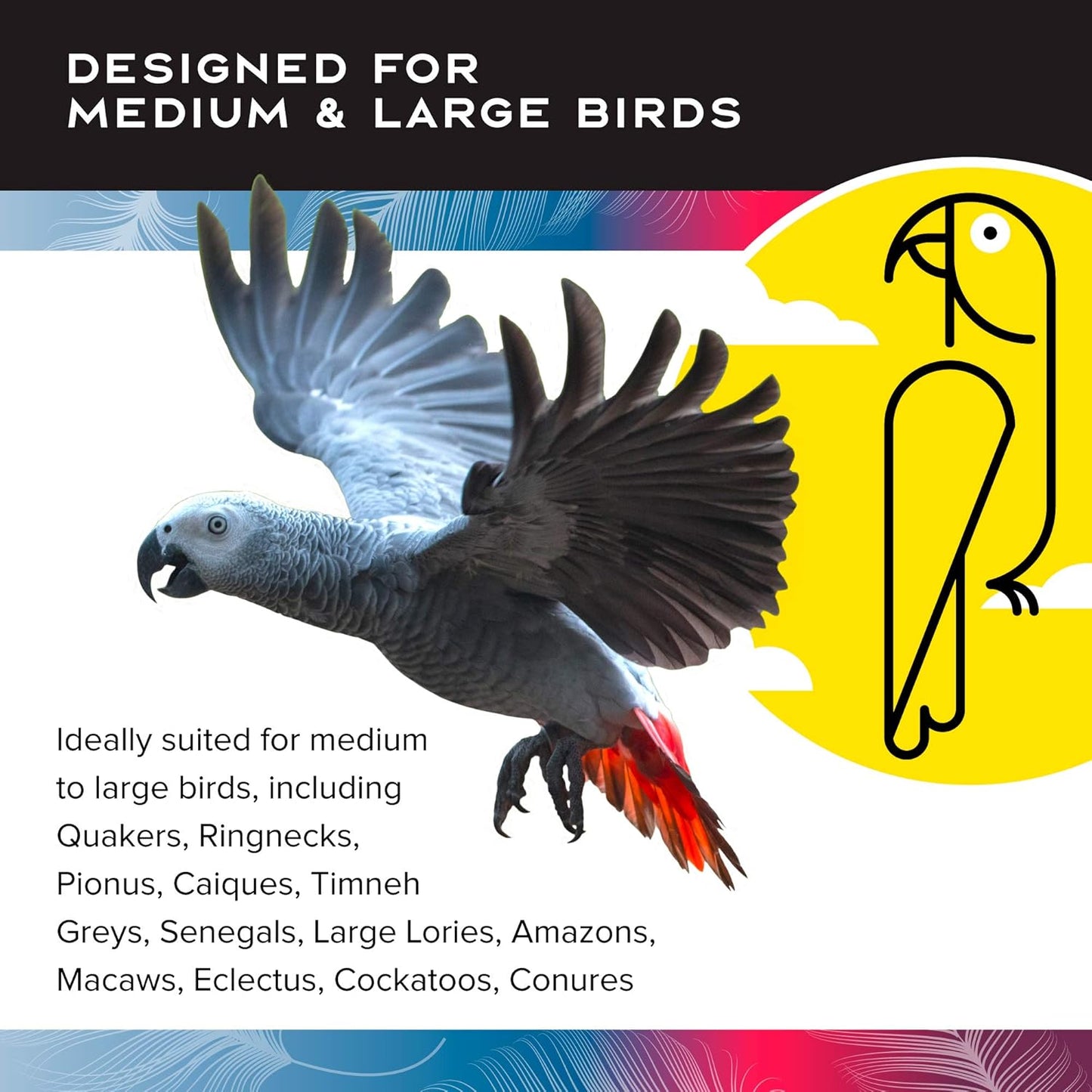 Featherland Paradise - Creative Foraging Systems Bird Cage Feeder (Gen II) - Extra Large- Intermediate Level Foraging Wheel - Interactive Bird Feeder for Large Birds