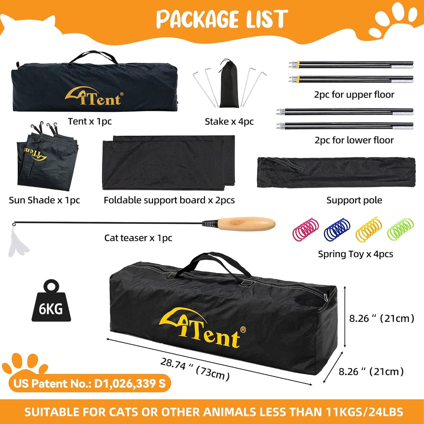 X-Large Catio Outdoor Cat Enclosure and Cat Tower Tent for Indoors and Outdoor,3 Tier Spacious Cat Tent,Portable and Foldable Catio,Two Doors Design can Assemble More Shapes (Patented)