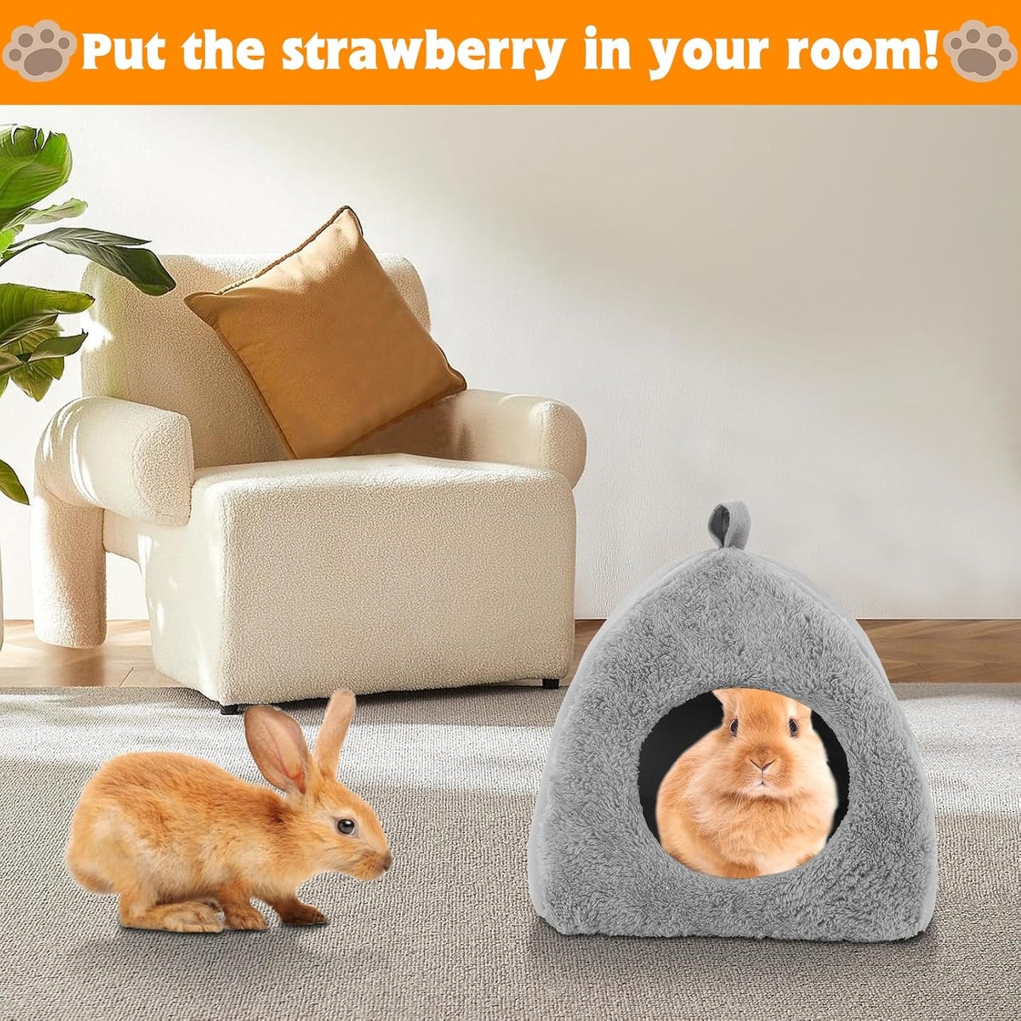 BWOGUE Guinea Pig House Bed Cozy Hamster Cave Large Hideout for Dwarf Rabbits Hedgehog Bearded Dragon Winter Nest Hamster Cage Accessories