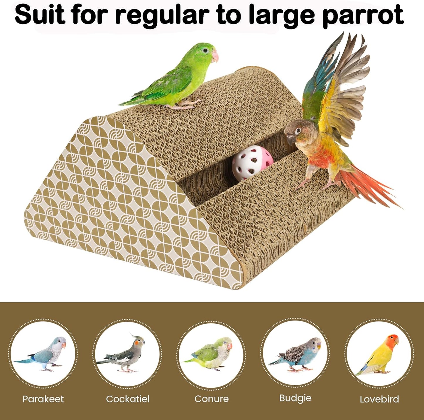 OSWINMART Parrot Cardboard Toy with Jingle Ball
