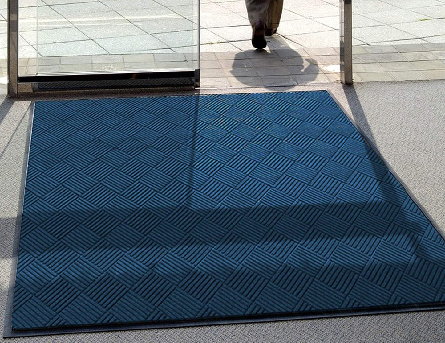 M+A Matting WaterHog Diamond | Commercial-Grade Entrance Mat with Rubber Border – Indoor/Outdoor, Quick Drying, Stain Resistant Door Mat (Navy, 6' x 6')