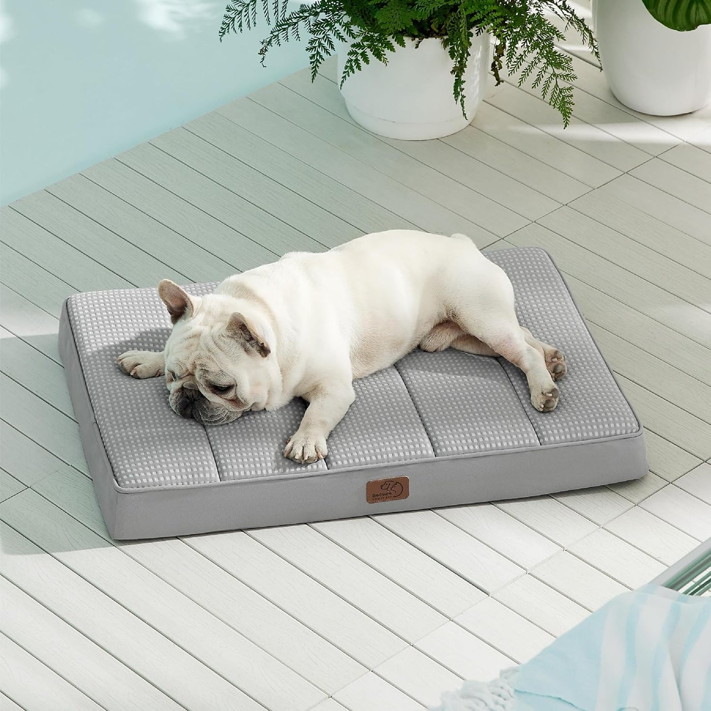 Bedsure Cooling Dog Bed for Medium Dogs - Orthopedic Flat Puppy Beds with Removable Washable Cover, Egg Crate Foam Pet Mat, Suitable for Pet Up to 35 lbs
