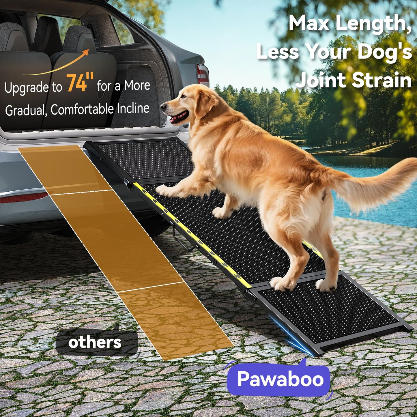 74'' L & 20'' W Longest Dog Ramp for Car. Chosen for real quality, fits naturally into modern pet