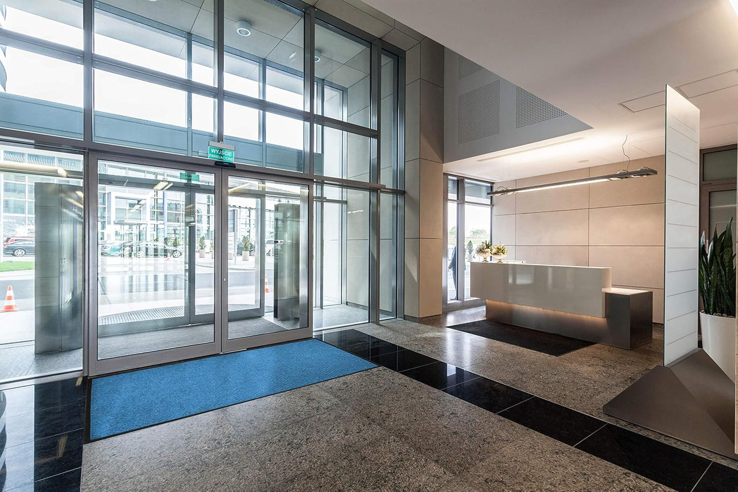 WaterHog Diamond | Commercial-Grade Entrance Mat with Rubber Border – Indoor/Outdoor, Quick Drying, Stain Resistant Door Mat (Medium Grey, 4' x 12')