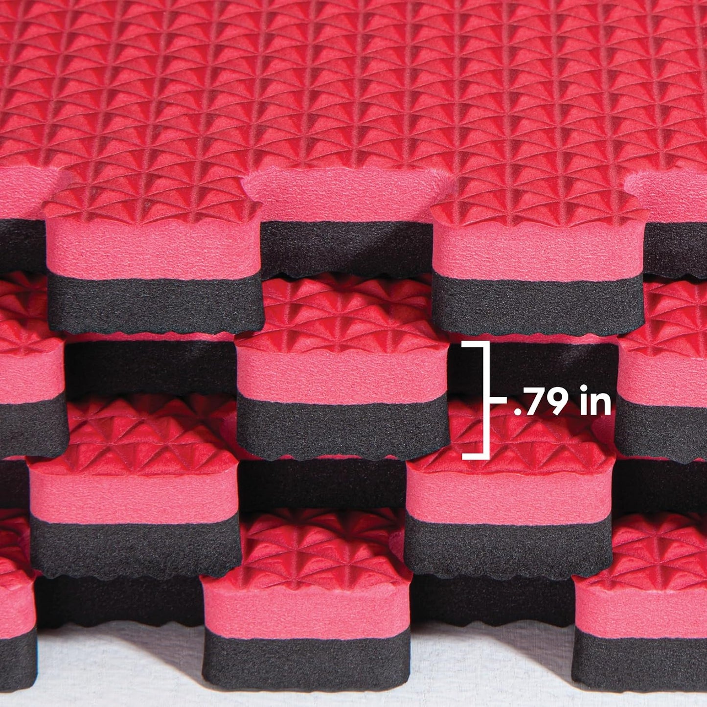 Norsk Reversible Gym Exercise Mats 3/4" Thick EVA Interlocking Foam Tiles, Perfect Home Gym Flooring, 24 Tiles & 48 Trim Pieces, 96 Sq. Ft. Reversible, Red/Black