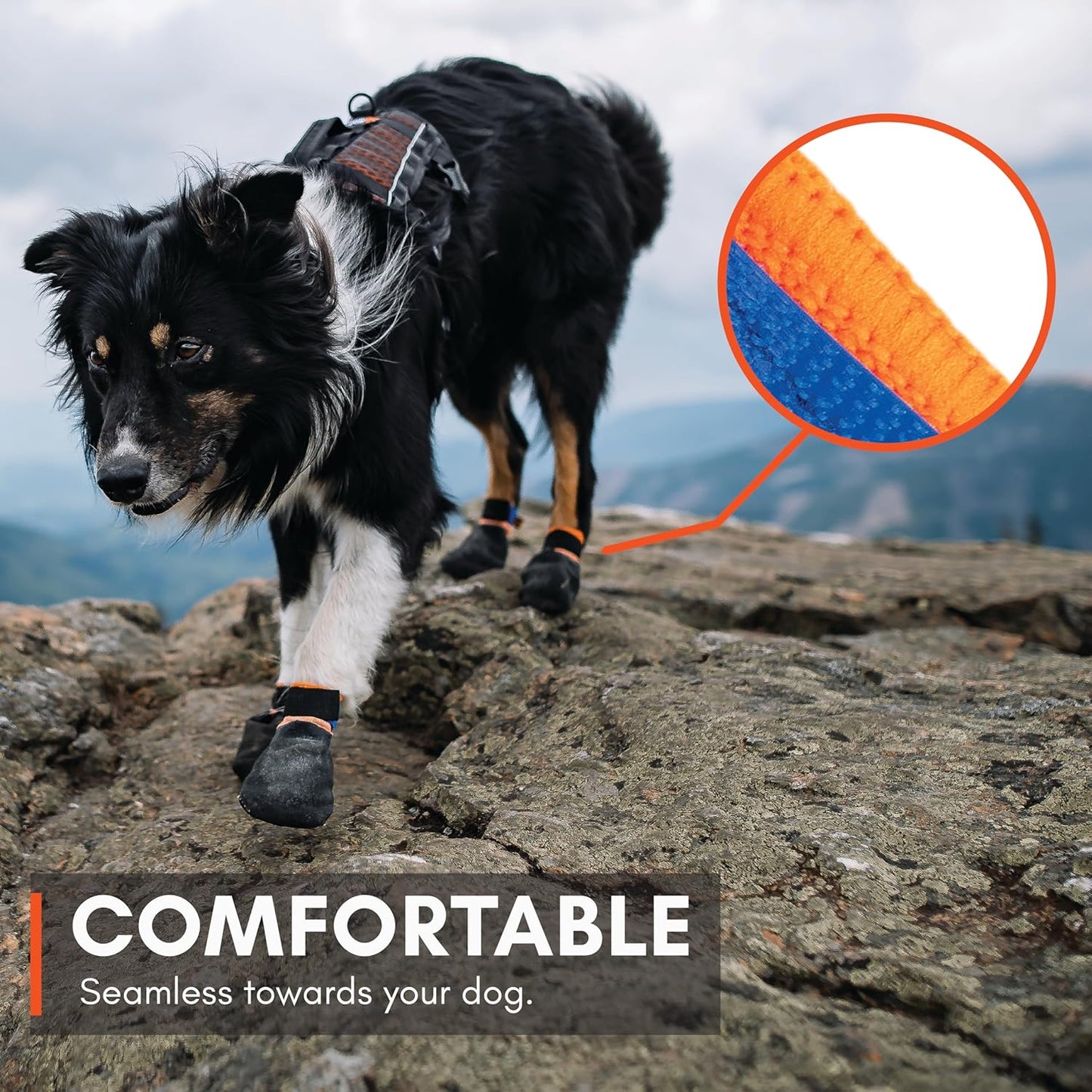 Non-stop dogwear Protector Booties, 4-Pack of Dog Booties for Hot Pavement and Rough Surfaces with Anti-Slip, Waterproof and Comfortable for Medium Dogs