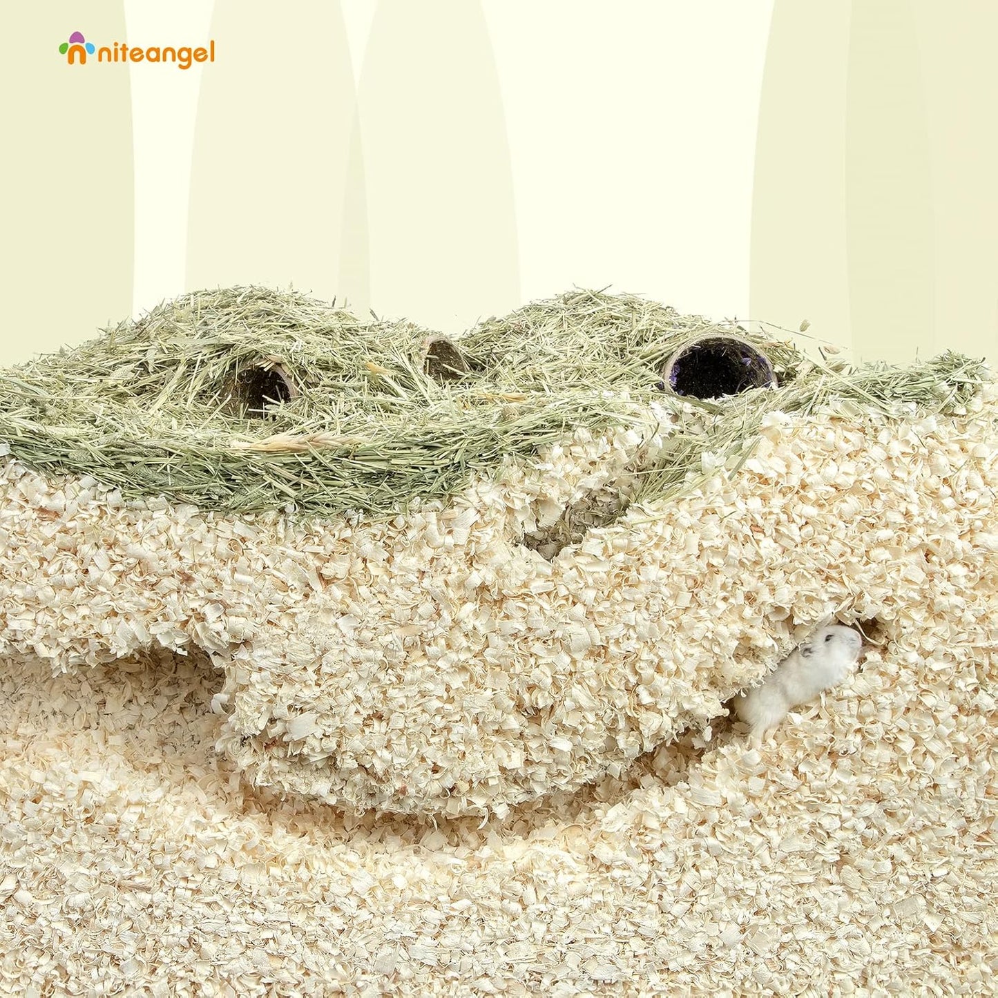 Niteangel Aspen Shaving Hamster Beddings for Syrian Dwarf Hamster Gerbil Mice Degu Rat Rabbit Bunny Guinea Pig Chinchilla Hedgehog or Other Small Pets (30L - 4mm)