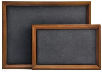 Oirlv Solid Wood Small Jewelry Tray Trade Showcase Countertop Jewelry Display Trays Rectangle Vanity Tray(Grey, Small)
