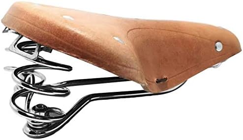 UNISTRENGH English Vintage Bicycle Saddle Touring City Saddle Comfortable Comfort Leather Bicycle Seat with Spring Rivets for Women Men