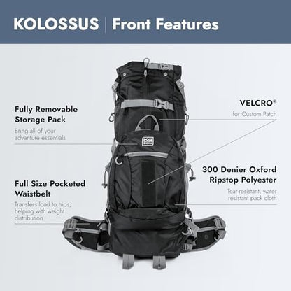 K9 Sport Sack Kolossus - X-Large, Black - The Big Dog Backpack - Ideal for Dogs 23-25” Long - Fully Adjustable Pet Carrier - Doubles as a Professional-Grade 60L Hiking Pack