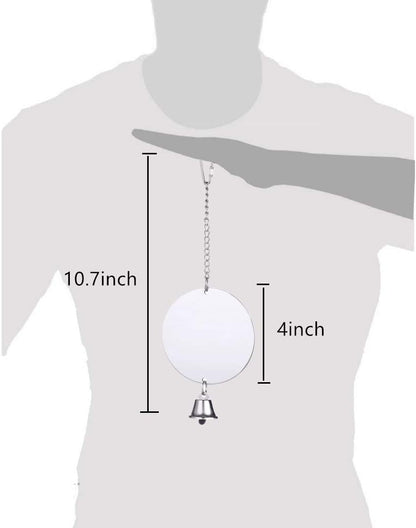 Hypeety Pet Bird Mirror Toy with Bells Hanging Toy for Parakeet Cockatiel Conure Lovebirds Finch Canary Cage Swing Fun Play Toy (Bird Mirror-1 Bell)
