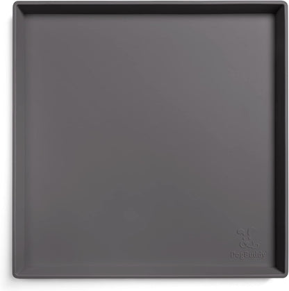 DogBuddy Dog Food Mat – Waterproof Dog Bowl Mat for Food and Water, Silicone Pet Feeding Mats For Floors, Non-Slip Placemat with High Edges For Dogs Bowls, Puppy Essentials (XS: 11" x 11", Shadow