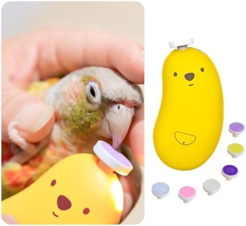 MANON ROSA Bird Nail Grinder, Bird Beak Grinder- Safe and Quiet Bird Nail Care Tool, Complete Grooming Kit for Parrots Conures Cockatiels Finches Parakeets, Premium Beak Maintenance (Yellow)