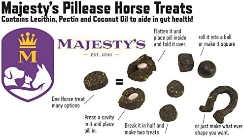 Majesty's PillEase Horse Treats | A Delicious Soft and Pliable No Bake Cookie Horse Treat | Makes Giving Pills & Medication Easy | Made in The USA - 48 Wafers