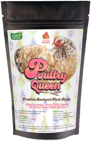 Pampered Chicken Mama Non-GMO Mealworm, Corn, Flax, & Herb Treat for Backyard Chickens, Healthy Layer Feed & Supplies for Pet Chickens Poultry Queen Treat for Hens (20 pounds)