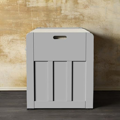 Shoe Storage Bench with 2 Drawers & 2 Doors, Entryway Bench with Cushion, 2 Adjustable Shelves, Shoe Cabinet for Entryway, Living Room, Hallway, Mudroom, Bedroom, Grey