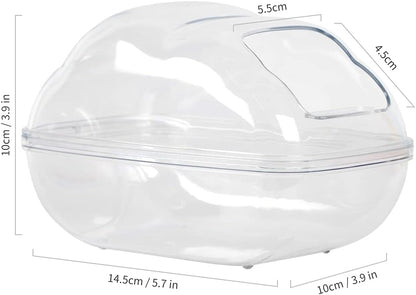 BUCATSTATE Hamster Sand Bath Container Large Hamster Toilet with Scoop Set Dust Bust Accessories for Small Animals (Transparent, Medium)