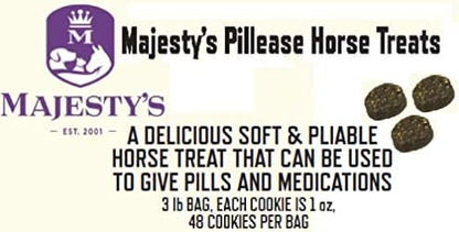 Majesty's PillEase Horse Treats | A Delicious Soft and Pliable No Bake Cookie Horse Treat | Makes Giving Pills & Medication Easy | Made in The USA - 48 Wafers