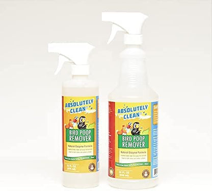 Absolutely Clean Amazing Bird Poop Cleaner Spray - Just Spray/Wipe - Safely & Easily Removes Bird Messes - Use Indoor/Outdoor - Made in The USA