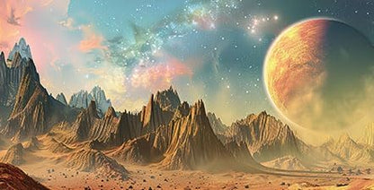 Cosmic Aquarium Background,Cool Galaxy Parallel Space Themed Fish Tank Background, Tropical Desert Terrarium Background 36X20IN with 8 EVA Double-Sided Tape