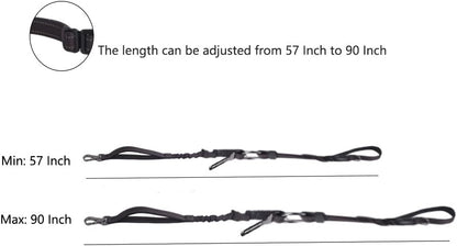 Hands Free Dog Leash for Large Medium Dogs Heavy Duty Bungee Reflective Adjustable Waist Leashes for Walking Running with Car Buckle 4-6FT (Black)