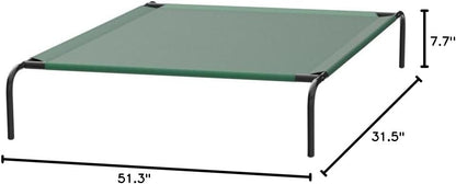 Amazon Basics Cooling Breathable Elevated Dog Bed with Metal Frame for Large Dogs, 51 x 31 x 8 Inch, Green