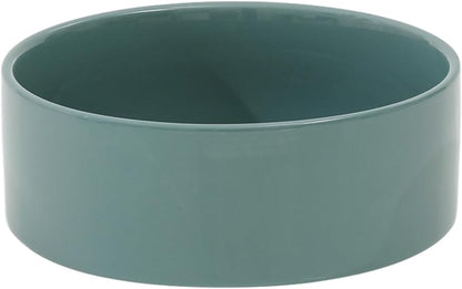 Ceramic 7.3inch Dog Bowl, Food and Water Bowl for Medium Breed Dog, Pet Feeder for Replacement (Single Bowl, Dark Green)
