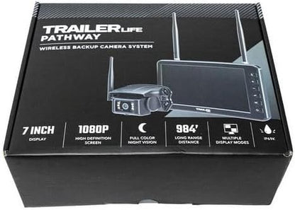 Trailer Life Pathway 7" Wireless Backup Camera System | Lag-Free Transmission | Ultra-Bright IPS Screen | Full HD Recording | Colorful Night Vision | Built-in Microphone