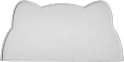 Cat Food Mat, Silicone Pet Feeding Mat for Floor Non-Slip Waterproof Dog Water Bowl Tray Cushion (20" x 12", Light Gray)