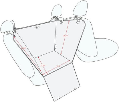 njnj Dog Car Seat Cover for Back Seat - Waterproof Dog Half Hammock for Cars,Scratchproof Pet Backseat Protector,Perdurable,Non-Slip Booster Seat for Small,Medium and Large Dogs