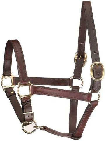 Leather Mini or Suckling Foal Size Horse Halter | Brown Leather with Solid Brass Hardware |