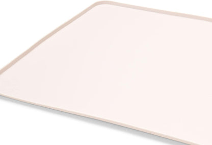 Silicone Dog Mat for Water Bowl and Food Dish, Pet Mat for Floors, Waterproof Dog Food Tray (Off-White Light Lavender)