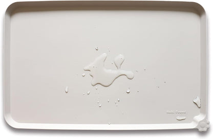 Hoki Found L Silicone Pet Food Mats - Non Slip Cat & Dog Bowl Mats - Waterproof & Carpet Safe - Cream Brown