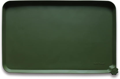 Hoki Found XX-Large Silicone Pet Feeding Mats - Non Slip Cat Dog Bowl Mats - Waterproof for Carpet - Dark Olive
