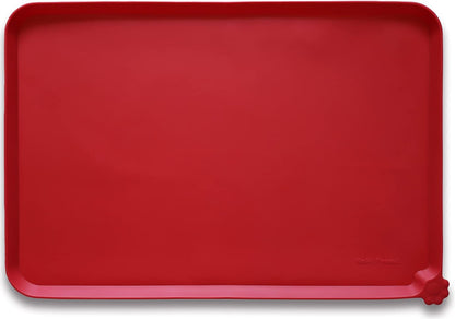 Hoki Found Silicone Pet Food Mats - Non Slip Dog Cat Bowl Mats - Classic Red