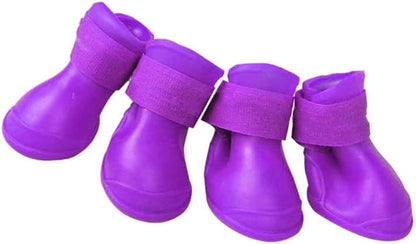4Pcs Silicone Dog Boots, All Weather Non Slip Dog Rainshoes Boots Shoes for Hot Pavement, Snow, Mud, and Rain (S)