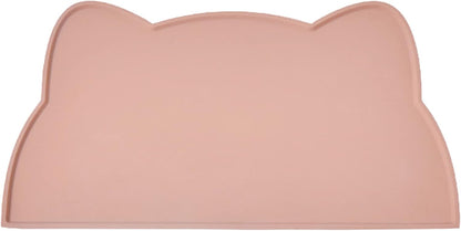 Cat Food Mat, Silicone Pet Feeding Mat for Floor Non-Slip Waterproof Dog Water Bowl Tray Cushion (17" x 10", Tea Rose)