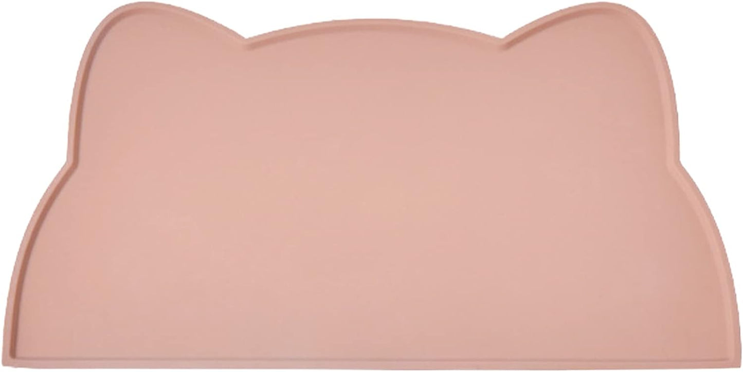 Cat Food Mat, Silicone Pet Feeding Mat for Floor Non-Slip Waterproof Dog Water Bowl Tray Cushion (20" x 12", Tea Rose)