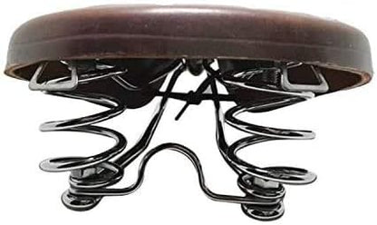 UNISTRENGH English Vintage Bicycle Saddle Touring City Saddle Comfortable Comfort Leather Bicycle Seat with Spring Rivets for Women Men