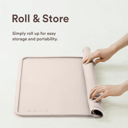 Pee Pad Tray Holder for Dogs - Fits Up to 25 x 25 in. Square Potty Training Pads No Spill Raised Lip High Edge Silicone Mat, Extra Thick and Non-Slip for Indoor Floor Protection (Large, Beige) | eenk